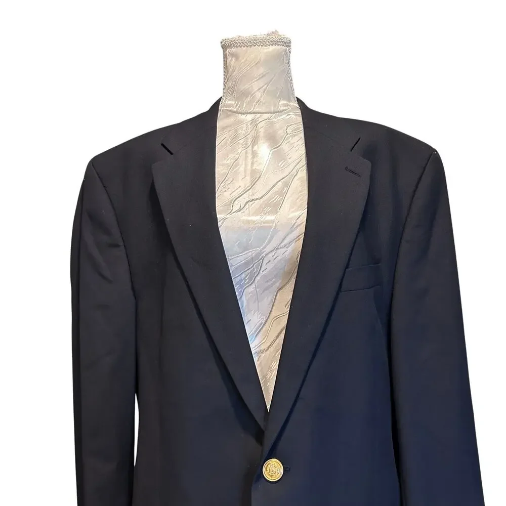 Lauren Ralph Lauren Vintage 90s Navy Blue Wool Two Button Blazer Mens 50R